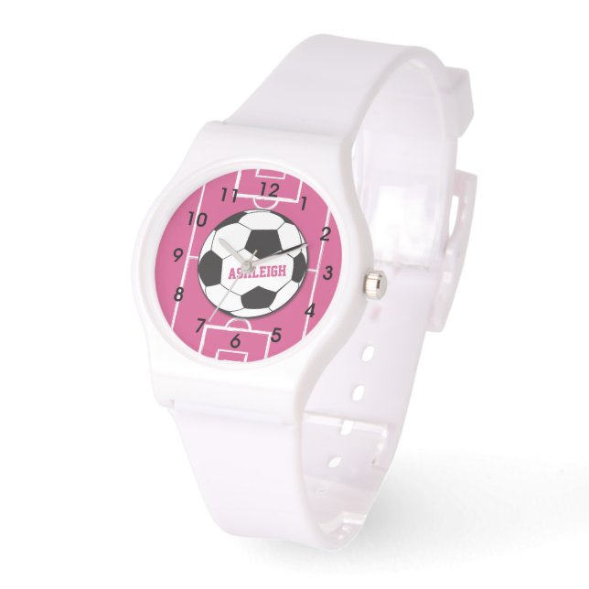 Personlig Fotboll och Fält Rosa Armbandsur (Vinkel)