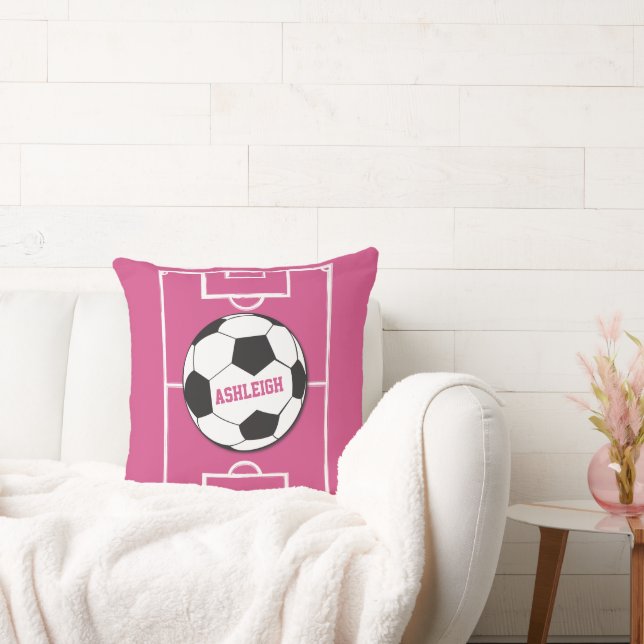 Personlig Fotboll och Fält Rosa Kudde (Soffa)