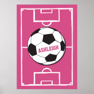 Personlig Fotboll och Fält Rosa Poster