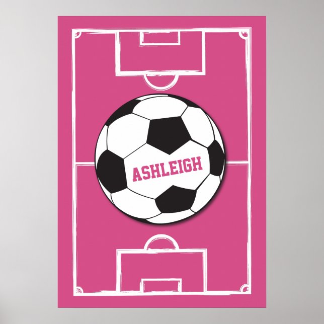 Personlig Fotboll och Fält Rosa Poster (Framsidan)
