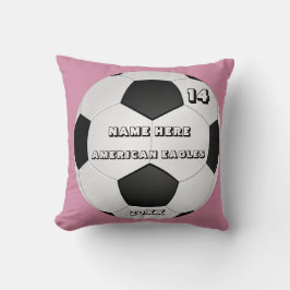 Personlig Fotbolls rosa med Player Namn Kudde