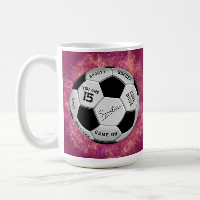 Personlig fotbollsfödelsedag  | Ålder Namn Text Kaffemugg (Vänster)