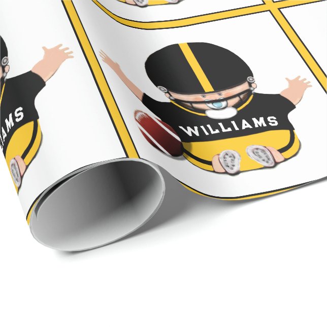 Personlig fotbollsgåva för bebisar presentpapper (Rullad Hörn)