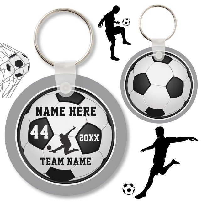 Personlig fotbollsgåvor för pojkar, Färg Nyckelring (Personalized Soccer Team Gifts. Cheap soccer gifts. Soccer party favors. Boys soccer.)