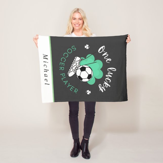 Personlig fotbollsspelare Funny St. Patrick Sport Fleecefilt (På plats)