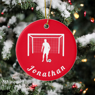 Personlig Fotbollsspelare Goalie Keeper Julgransprydnad Keramik