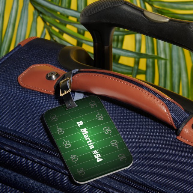 Personlig fotbollsspelare Monogram ID-märke Bagagebricka (Framsida Insitu 1)