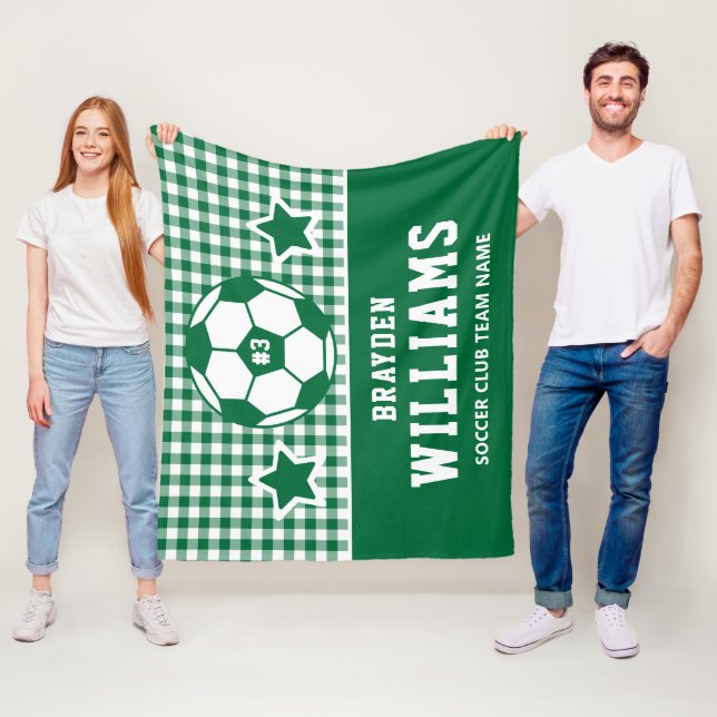 Personlig Fotbollsspelare Namn Grönt Play Fleecefilt (På plats)