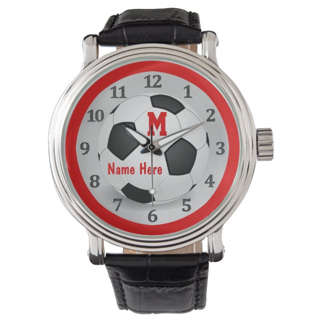Personlig Fotfärsbevakning med Namn och Monogram Armbandsur (Framsida)