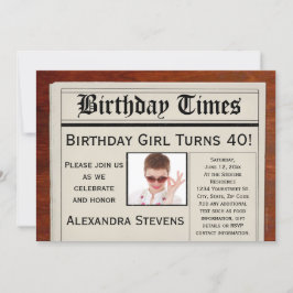 Personlig Foto 40:e födelsedag Party Inbjudningar