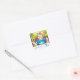 Personlig Foto Birthday Stickers / Orange Blue Fyrkantigt Klistermärke (Envelope)