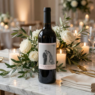 Personlig Foto Bröllop Elegant Vinflaska Etikett