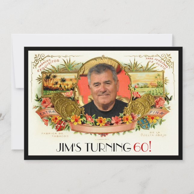 Personlig Foto Cigar Box-etikett Party Inbjudan (Framsida)