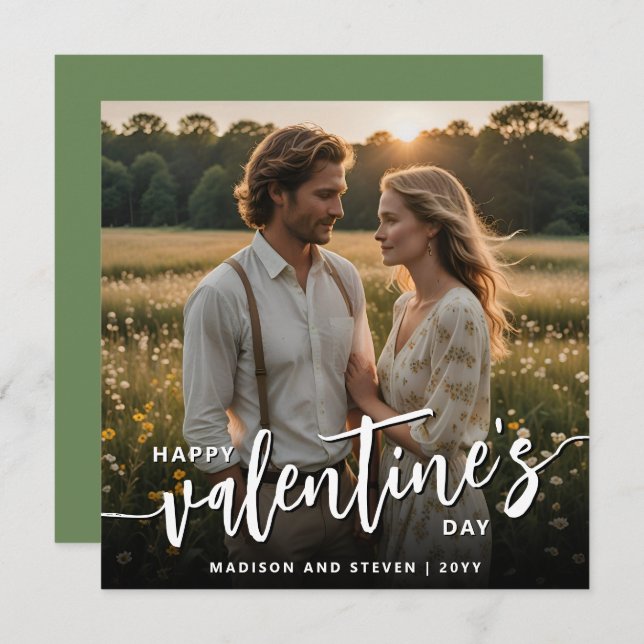 Personlig Foto Glad Alla Hjärtans Dag Elegant Kort (Fram/baksida)