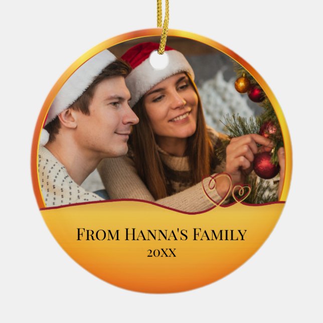 Personlig Foto "God jul" Nativitet Julgransprydnad Keramik (Framsidan)