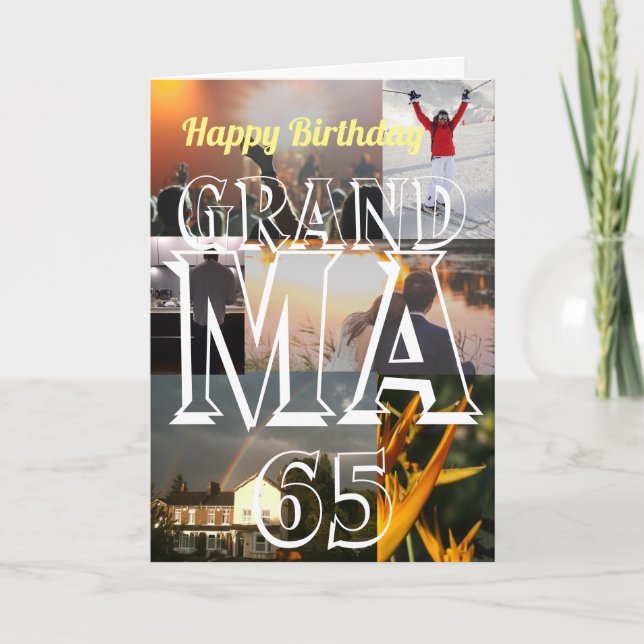 Personlig Foto Grandma 65e Birthday Kort (Framsida)