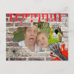 Personlig Foto Halloween som är uppsvällt bakom vä Vykort