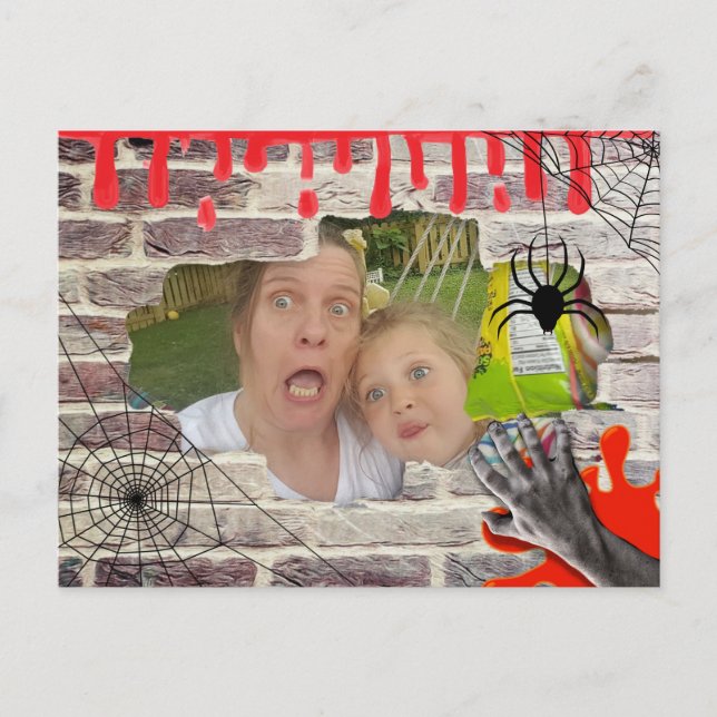 Personlig Foto Halloween som är uppsvällt bakom vä Vykort (Framsida)