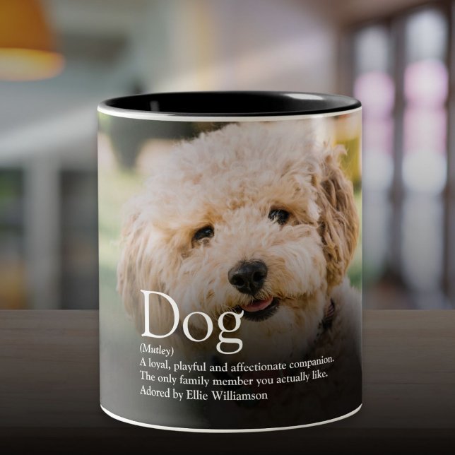 Personlig Foto Hund Definition Två-Tonad Mugg (Personalized Photo Dog Definition Two-Tone Coffee Mug)