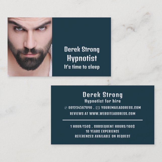 Personlig-foto, hypnotist visitkort (Fram/baksida)