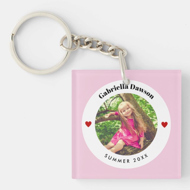 Personlig Foto i Baby Rosa Vit cirkel Hjärtat (Framsidan)