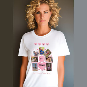 Personlig Foto KÄRLEK till MAMMA med Hjärtan Vita T Shirt