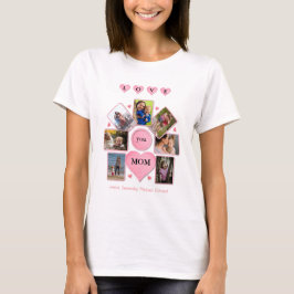 Personlig Foto KÄRLEK till MAMMA med Hjärtan Vita T Shirt