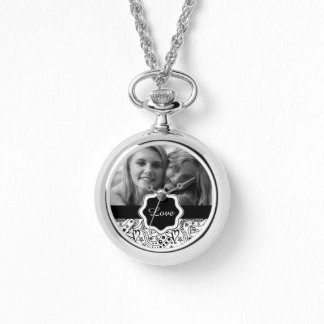 Personlig Foto med Hearts Kärlek Doodle Mönster Armbandsur