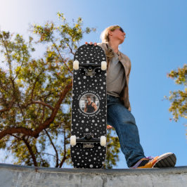 Personlig foto med pärlcirkel på svart mini skateboard bräda 18,5 cm
