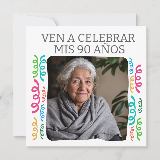 Personlig foto Min 90-årsfest Inbjudningar (Framsida)