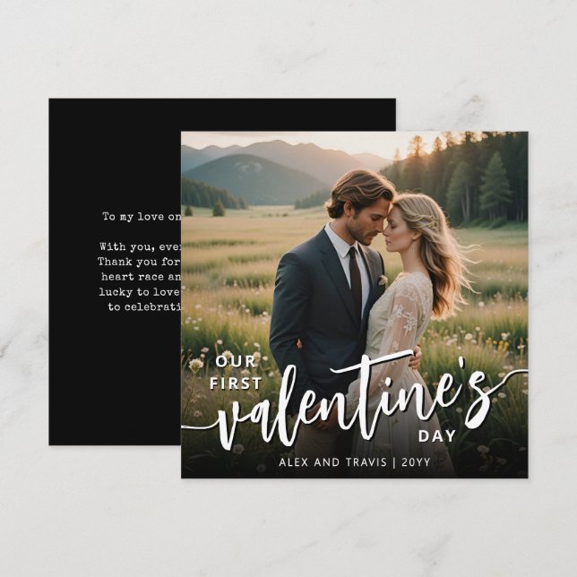 Personlig Foto Modern Första Alla hjärtans dag Julkort (Fram/baksida)