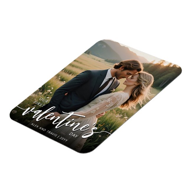 Personlig Foto Modern Första Alla hjärtans dag Magnet (Vänstra Sidan)