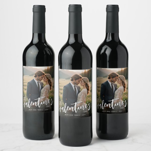 Personlig Foto Modern Första Alla hjärtans dag Vinflaska Etikett (Flaskor)