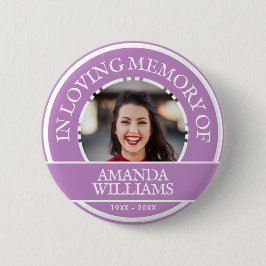Personlig Foto Modern Memorial Lavender Lila Knapp