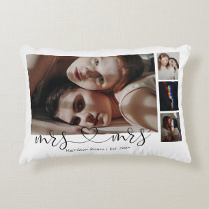 Personlig foto Mrs och Mrs Heart HBTQ-bröllop Prydnadskudde
