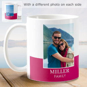 Personlig Foto Namn Rosa Modern Kaffemugg