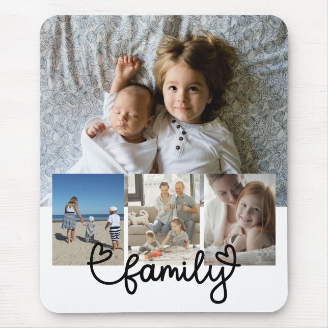 Personlig Foto och familjetext med hörn Musmatta (Framsidan)
