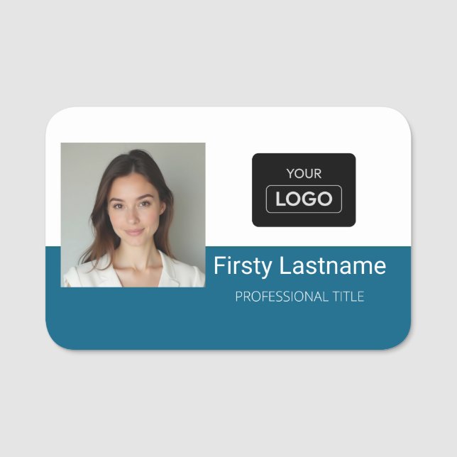 Personlig Foto och Logotyp medarbetare Namn bricka Namnbricka (Framsida)