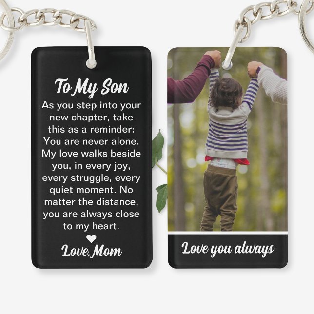 Personlig Foto och Message Keychain Gift for Son (Skapare uppladdad)