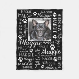 Personlig Foto och Namn | Black Hund Blanket Fleecefilt