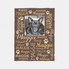 Personlig Foto och Namn | Brown Hund Blanket Fleecefilt