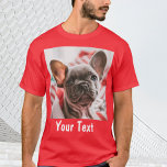 Personlig Foto och röd text T Shirt<br><div class="desc">Personlig Upprepande foto och text Röd T-skikt</div>