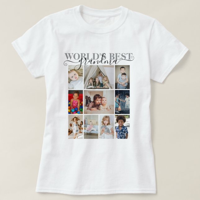 Personlig Foto och text 10 Fotokollage T Shirt (Design framsida)