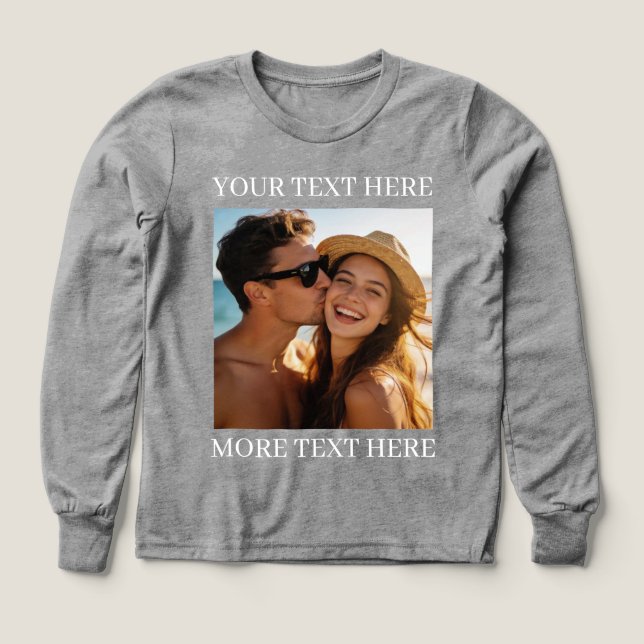 Personlig foto och text grå t shirt (Design framsida)