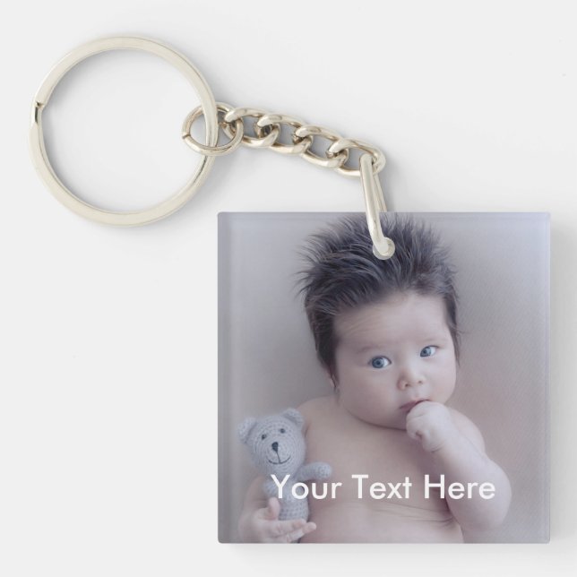 Personlig foto och text Keychain (Framsidan)