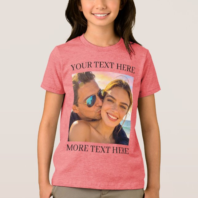 Personlig Foto och Text Röd T Shirt (Framsida)