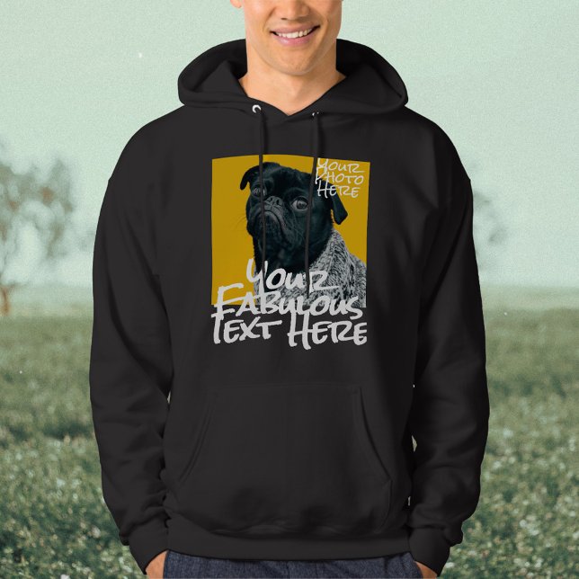 Personlig - foto och textsvart hoodie (Skapare uppladdad)