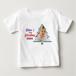Personlig Foto Olivias första julgran T Shirt
