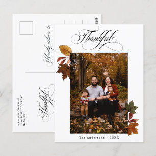 Personlig Foto på Calligraphy Script Thanksgiving Vykort