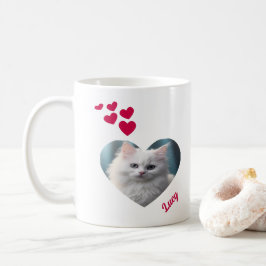 Personlig Foto på sällskapsdjur och Namn med hjärt Kaffemugg